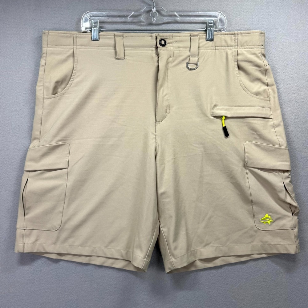 Loco Skailz Cargo Shorts Mens 42 Beige Stretch 9" Fishing Utility Outdoor Summer